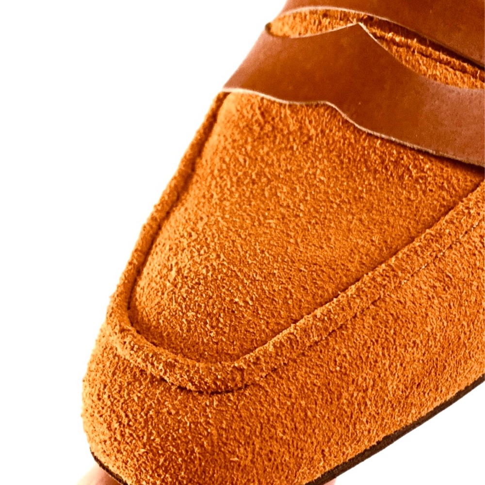 Vintage STUDIO OLYMPIA ochre genuine suede Loafers slip-on shoes. - Picture 3 of 15
